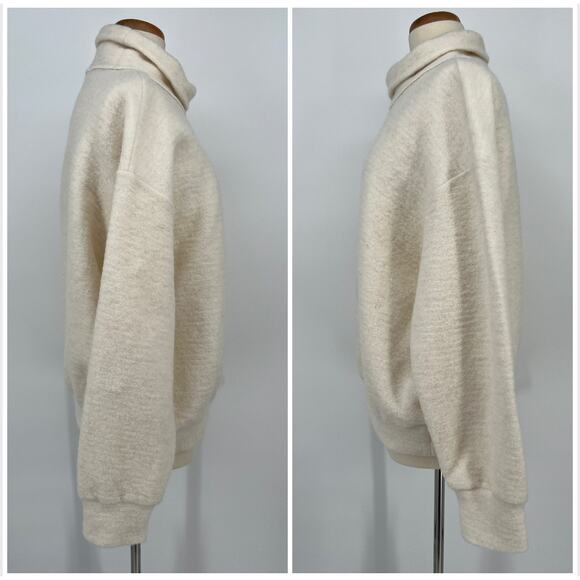 GoshYaga Boiled Wool Pullover Sweater Womens Large Track Suit Top Ivory White - Picture 6 of 9